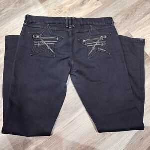 Y2K bebe Black Jeans with Star Zip Pocket